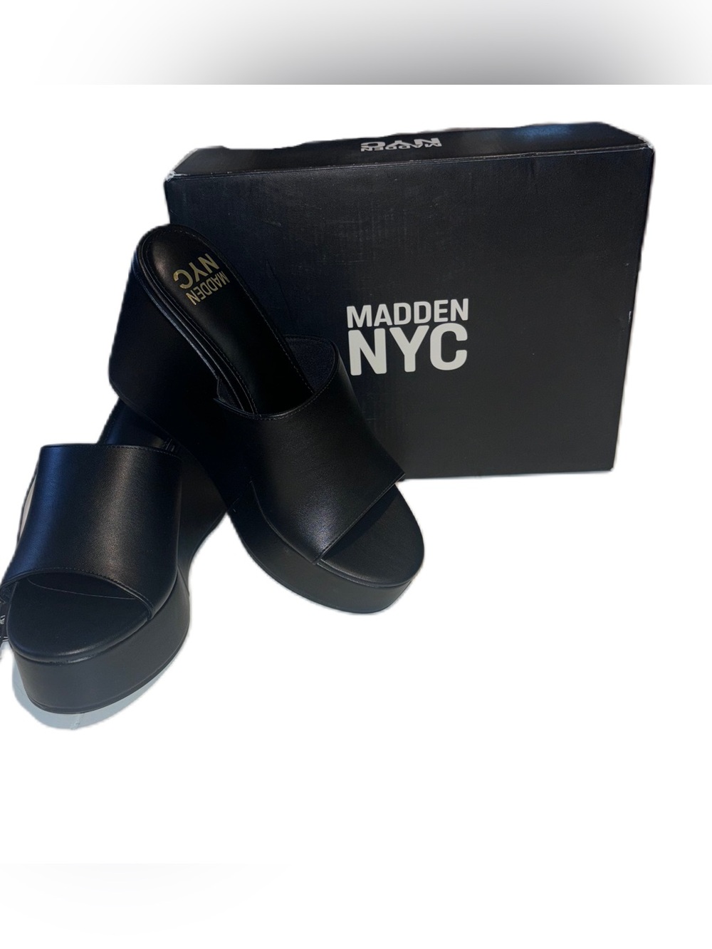 Madden NYC Black Platform Boho Wedge Slide on Sandals - Women's 11 - Picture 5 of 14